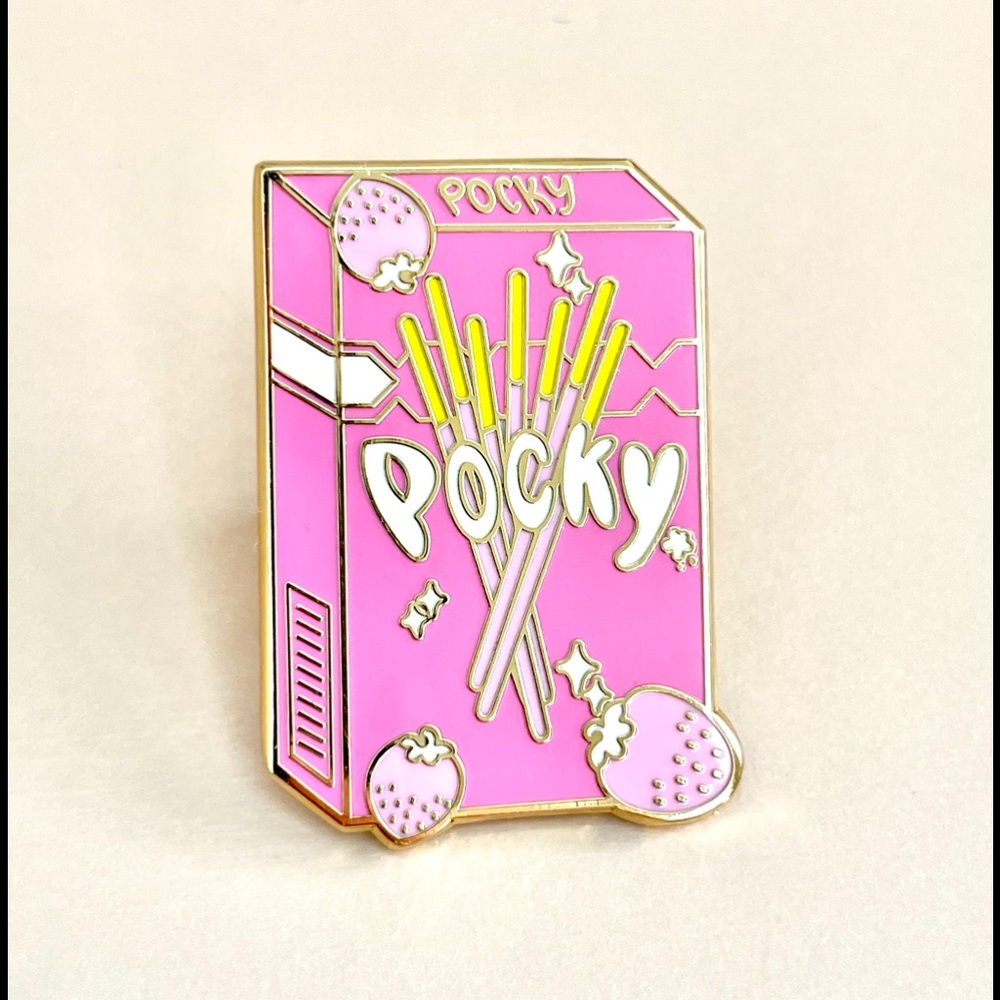 Strawberry pocky enamel pin